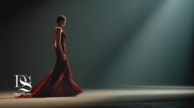 لباس مجلسی دست‌دوز با سنگ‌دوزی نامرئی و اپلیکه توری روی کرپ ابریشم، در پالت رنگ یاقوتی/آبی نفتی/شامپاینی، مناسب مزون لاکچری دلی‌شاین