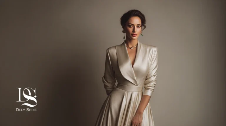 پرتره استایل‌شده از یک زن ایرانی با لباس مجلسی؛ برجسته کردن نقاط قوت اندام با تمرکز بر خط گردن و کمر، نمونه‌ای از انتخاب لباس هوشمندانه