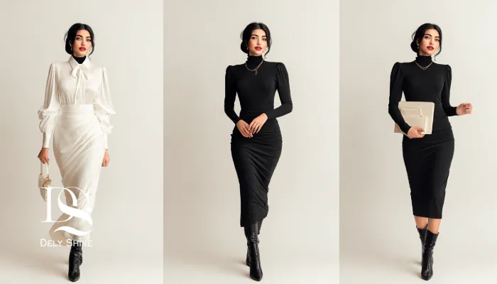 زن ایرانی با سه استایل متفاوت برای محل کار، روزمره و مهمانی شبانه در یک تصویر ترکیبی.