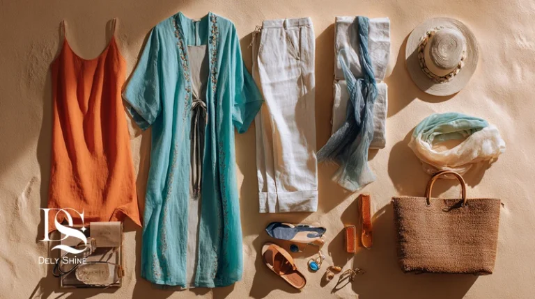 چینش تخت کپسول سفر تابستانی و استایل ساحلی دلی‌شاین با لینن، کیمونو و اکسسوری حصیری