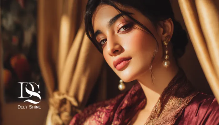 هماهنگی رنگ لباس مهمانی با اکسسوری‌های ظریف و پالت لوکس.