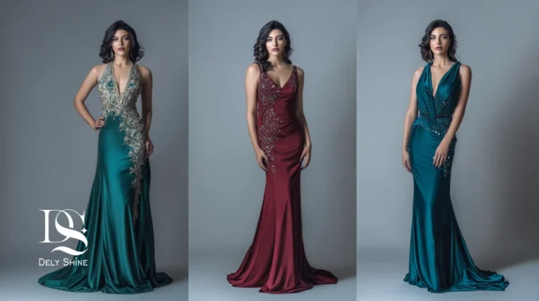 لباس مجلسی مناسب اندام تو با فیت حرفه‌ای؛ نمایش یقه‌های متنوع، پارچه ساتن و مخمل و جزئیات مرواریددوزی