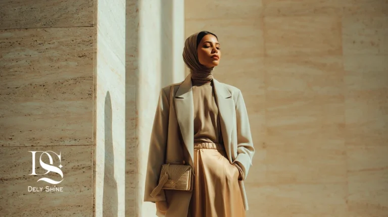 استایل وایرال برای اینستاگرام و پینترست با حس مینیمال لوکس؛ دامن ساتن میدی و بلیزر ساختارمند، پالت نئوترال عمقی و متالیک ملایم مناسب مزون‌دوزی لوکس