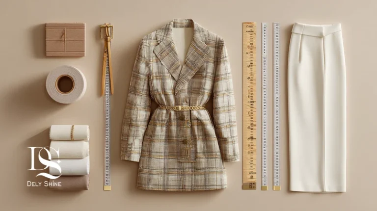 راهنمای تبدیل جدول سایز لباس زنانه بین برندهای EU/US/UK/IR/TR با متر خیاطی کنار لباس مجلسی و مانتو