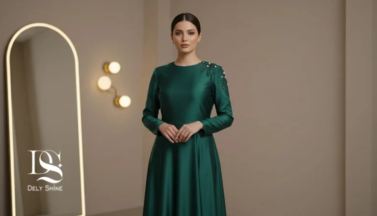 مدل لباس مجلسی متعادل و باوقار با پارچه لوکس و جزئیات ظریف؛ مناسب مهمانی و عکس