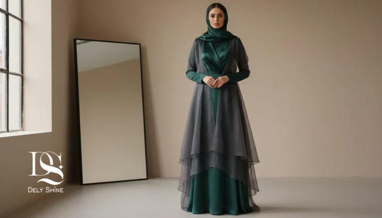 تصویر فشن ادیتوریال از طراحی اختصاصی لباس مجلسی با تمرکز بر فیت، پرو لباس و کیفیت دوخت در فضای مزون