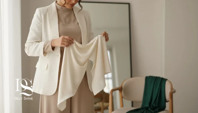 تشخیص کیفیت پارچه مجلسی با بررسی بافت، ریزش و درخشش زیر نور؛ مقایسه دو پارچه مشابه در یک فضای مینیمال لوکس