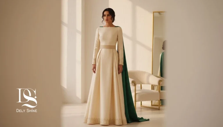 طراحی مینیمال مجلسی و عروس با تمرکز بر فیت لباس، انتخاب پارچه باکیفیت و دوخت تمیز در فضای فشن ادیتوریال مینیمال