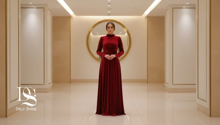 زن با استایل مجلسی متناسب با موقعیت در فضای مینیمال لوکس؛ نمایانگر بلوغ استایلی و انتخاب آگاهانه لباس
