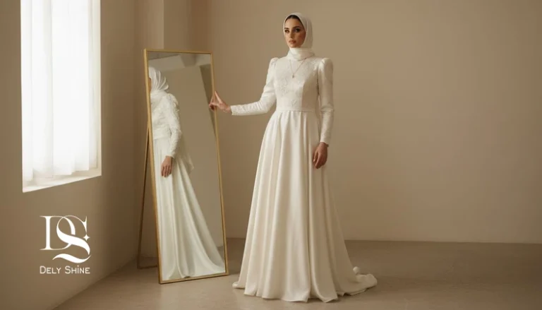عروس با لباس عروس مینیمال و فاخر با جزئیات دوخت و پارچه؛ نماد تبدیل لباس عروس به امضای شخصی و دوری از کلیشه