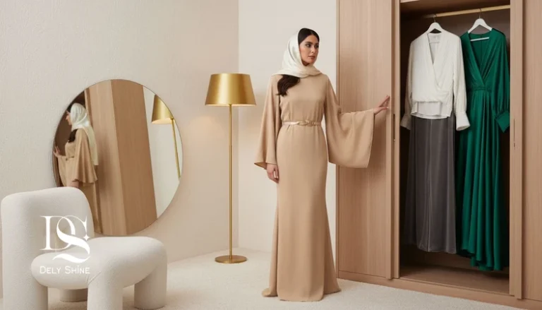 زن ایرانی کنار کمد لباس با چند آیتم ترندی ماندگار مجلسی؛ تمرکز روی کیفیت پارچه و دوخت برای انتخاب ترندهای فصلی قابل تکرار